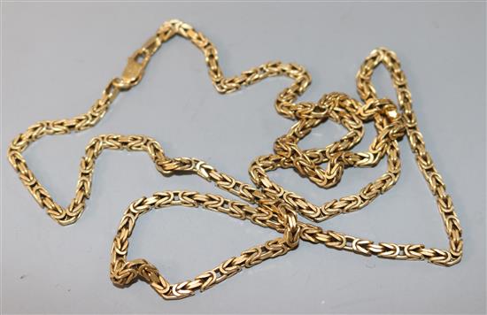 An 18ct gold fancy link chain, 35.5 grams.